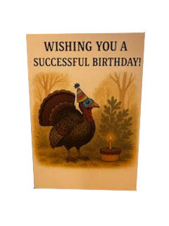 Cartoon Turkey with a Birthday cake