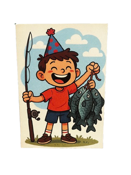 Cartoon Kid Fishing'